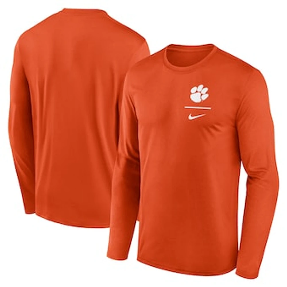 Men's Nike Orange Clemson Tigers Primary Stack Legend Long Sleeve T-Shirt