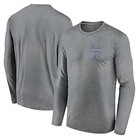 Men's Jordan Brand Heather Gray UCLA Bruins Primary Stack Legend Long Sleeve T-Shirt