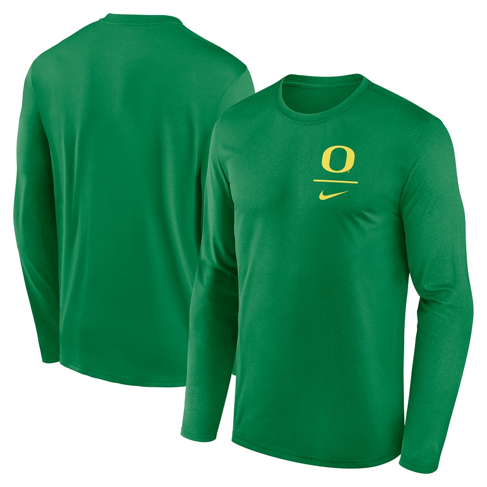 Men's Nike Green Oregon Ducks Primary Stack Legend Long Sleeve T-Shirt