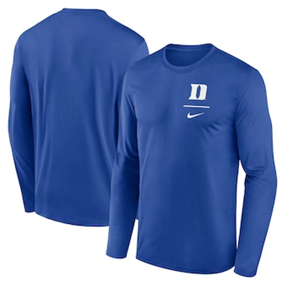 Men's Nike Royal Duke Blue Devils Primary Stack Legend Long Sleeve T-Shirt