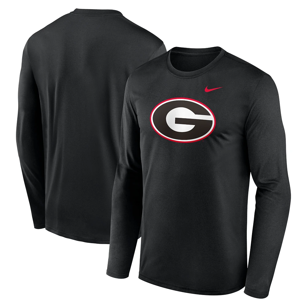 Men's Nike Black Georgia Bulldogs Primetime Primary Legend Long Sleeve T-Shirt