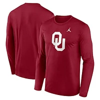 Men's Jordan Brand Crimson Oklahoma Sooners Primetime Primary Legend Long Sleeve T-Shirt