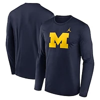 Men's Jordan Brand Navy Michigan Wolverines Primetime Primary Legend Long Sleeve T-Shirt