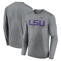 Men's Nike Heather Gray LSU Tigers Primetime Primary Legend Long Sleeve T-Shirt