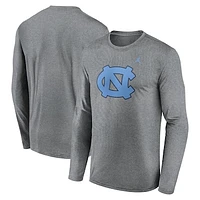 Men's Jordan Brand Heather Gray North Carolina Tar Heels Primetime Primary Legend Long Sleeve T-Shirt