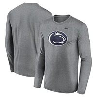 Men's Nike Heather Gray Penn State Nittany Lions Primetime Primary Legend Long Sleeve T-Shirt