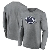 Men's Nike Heather Gray Penn State Nittany Lions Primetime Primary Legend Long Sleeve T-Shirt