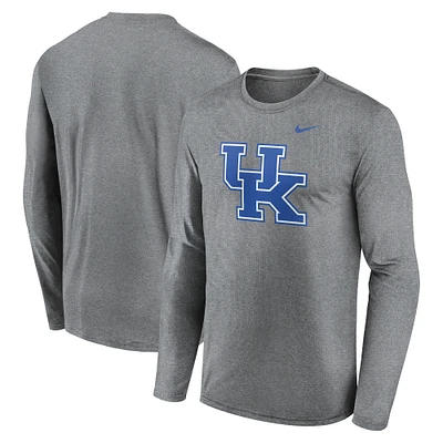 Men's Nike Heather Gray Kentucky Wildcats Primetime Primary Legend Long Sleeve T-Shirt