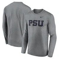 Men's Nike Heather Gray Penn State Nittany Lions Primetime Alternate Logo Legend Long Sleeve T-Shirt