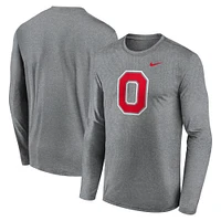 Men's Nike Heather Gray Ohio State Buckeyes Primetime Alternate Logo Legend Long Sleeve T-Shirt