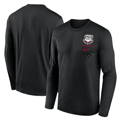 Men's Nike Black Georgia Bulldogs Alternate Logo Lockup Legend Performance Long Sleeve T-Shirt