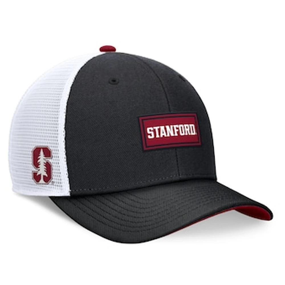 Men's Nike Black/White Stanford Cardinal 2024 On Field Swoosh Trucker Adjustable Hat