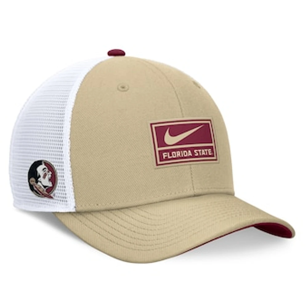 Men's Nike Gold/White Florida State Seminoles 2024 On Field Swoosh Trucker Adjustable Hat