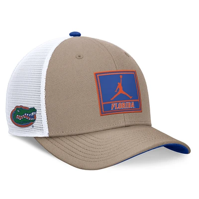 Men's Jordan Brand Khaki/White Florida Gators 2024 On Field Jumpman Trucker Adjustable Hat