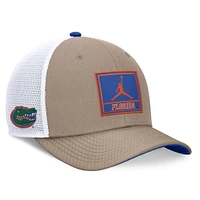 Men's Jordan Brand Khaki/White Florida Gators 2024 On Field Jumpman Trucker Adjustable Hat