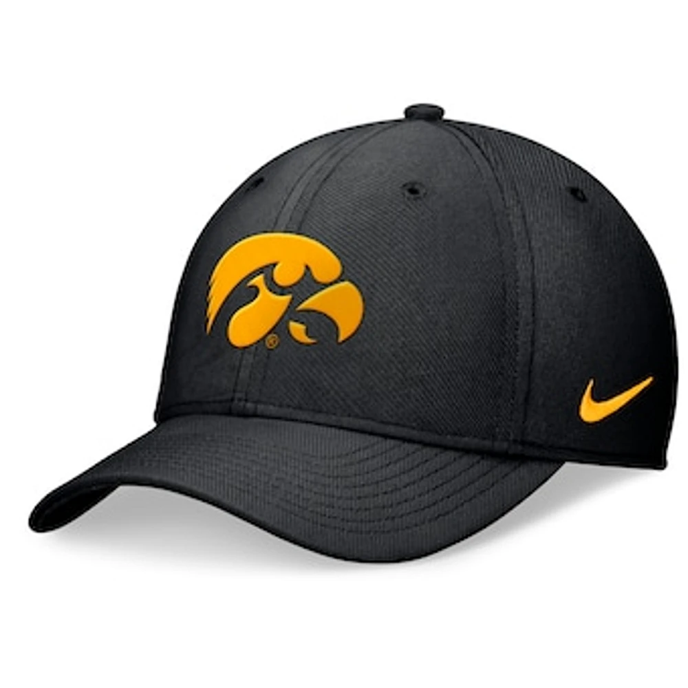 Men's Nike Black Iowa Hawkeyes 2024 On-Field Swoosh Flex Hat