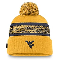 Men's Nike  Gold West Virginia Mountaineers On-Field Peak Cuffed Knit Hat with Pom