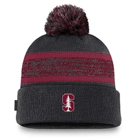 Men's Nike  Black Stanford Cardinal On-Field Peak Cuffed Knit Hat with Pom