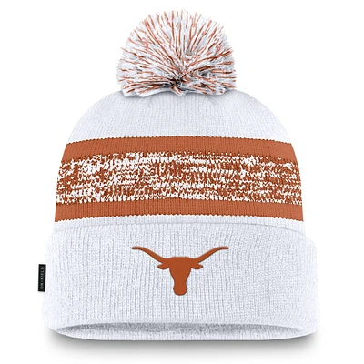 Men's Nike  White Texas Longhorns On-Field Peak Cuffed Knit Hat with Pom