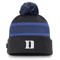 Men's Nike  Black Duke Blue Devils On-Field Peak Cuffed Knit Hat with Pom