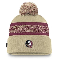 Men's Nike  Gold Florida State Seminoles On-Field Peak Cuffed Knit Hat with Pom