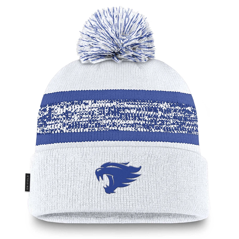 Men's Nike  White Kentucky Wildcats On-Field Peak Cuffed Knit Hat with Pom