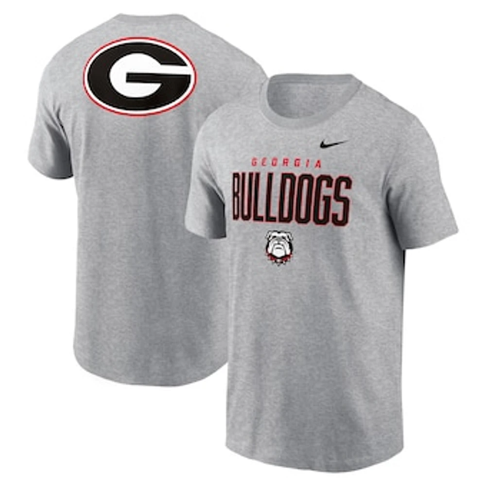 Men's Nike Heather Gray Georgia Bulldogs Campus 2-Hit Primary Mascot T-Shirt