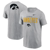 Men's Nike Heather Gray Iowa Hawkeyes Campus 2-Hit Primary Mascot T-Shirt