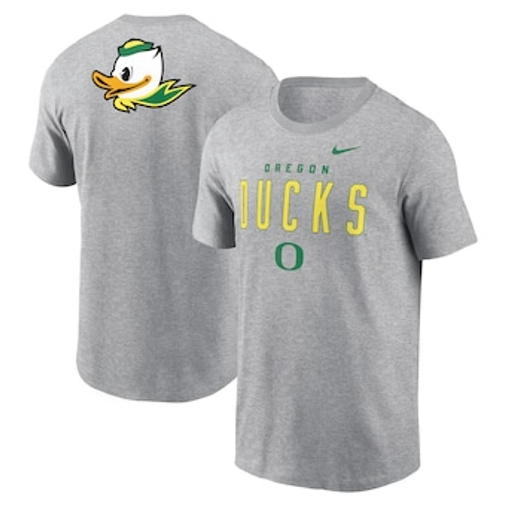 Men's Nike Heather Gray Oregon Ducks Campus 2-Hit Primary Mascot T-Shirt