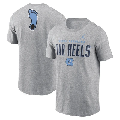 Men's Jordan Brand Heather Gray North Carolina Tar Heels Campus 2-Hit Primary Mascot T-Shirt