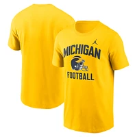 Men's Jordan Brand Maize Michigan Wolverines Campus Football Helmet T-Shirt