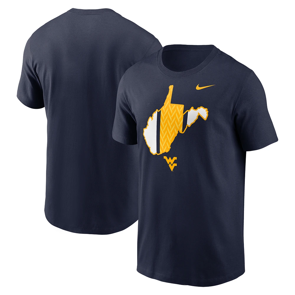 Men's Nike Navy West Virginia Mountaineers Campus State Shape T-Shirt