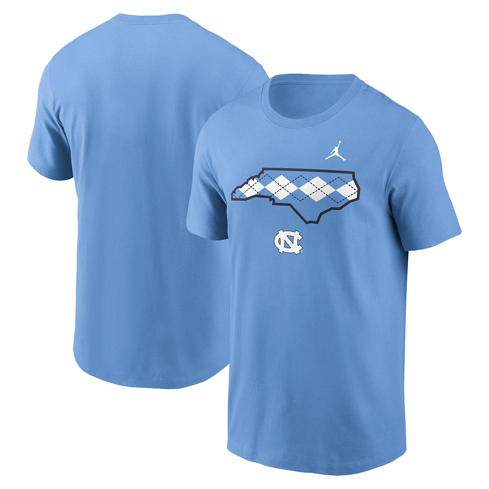 Men's Jordan Brand Carolina Blue North Tar Heels Campus State Shape T-Shirt