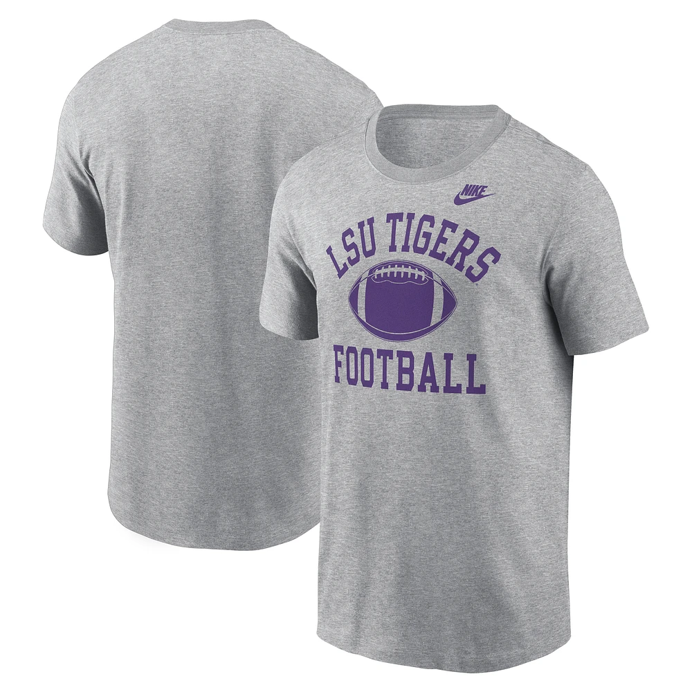 Men's Nike Heather Gray LSU Tigers Legacy Football Icon T-Shirt