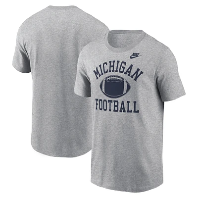 Men's Nike Heather Gray Michigan Wolverines Legacy Football Icon T-Shirt