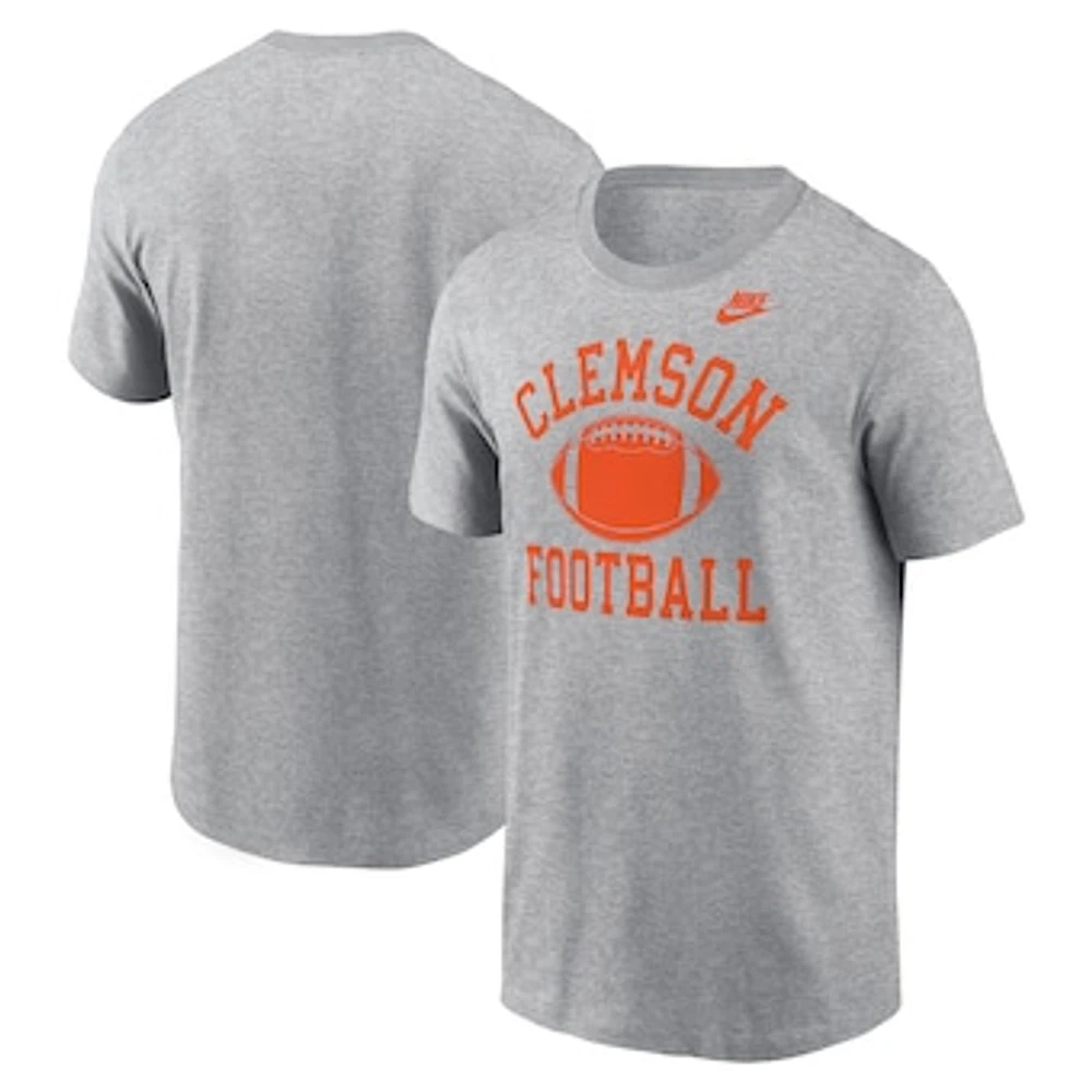 Men's Nike Heather Gray Clemson Tigers Legacy Football Icon T-Shirt