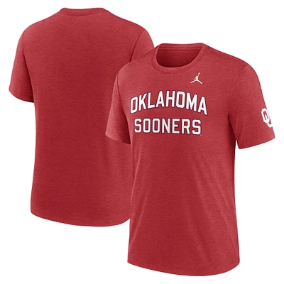 Men's Jordan Brand Heather Crimson Oklahoma Sooners Campus Collegiate Block Tri-Blend T-Shirt