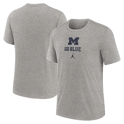 Men's Jordan Brand  Heather Gray Michigan Wolverines Campus Stack Tri-Blend T-Shirt