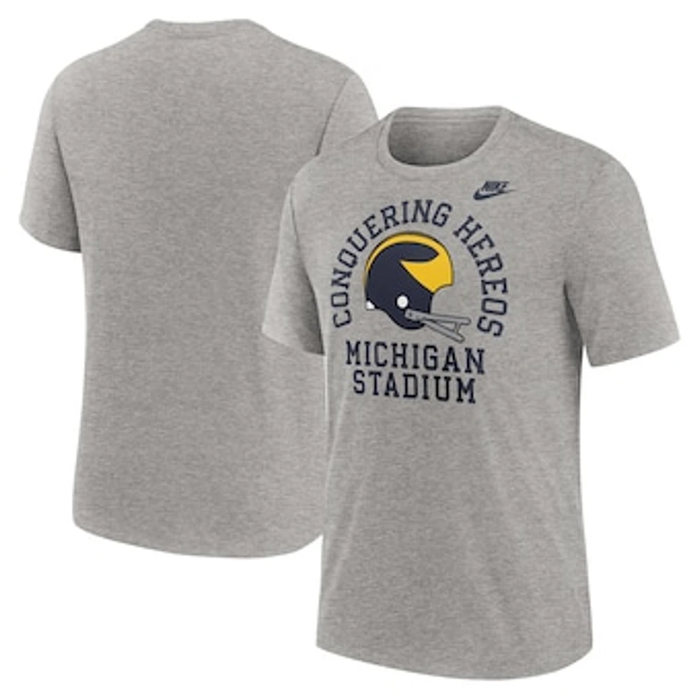 Men's Nike Heather Gray Michigan Wolverines Legacy Local Tri-Blend T-Shirt