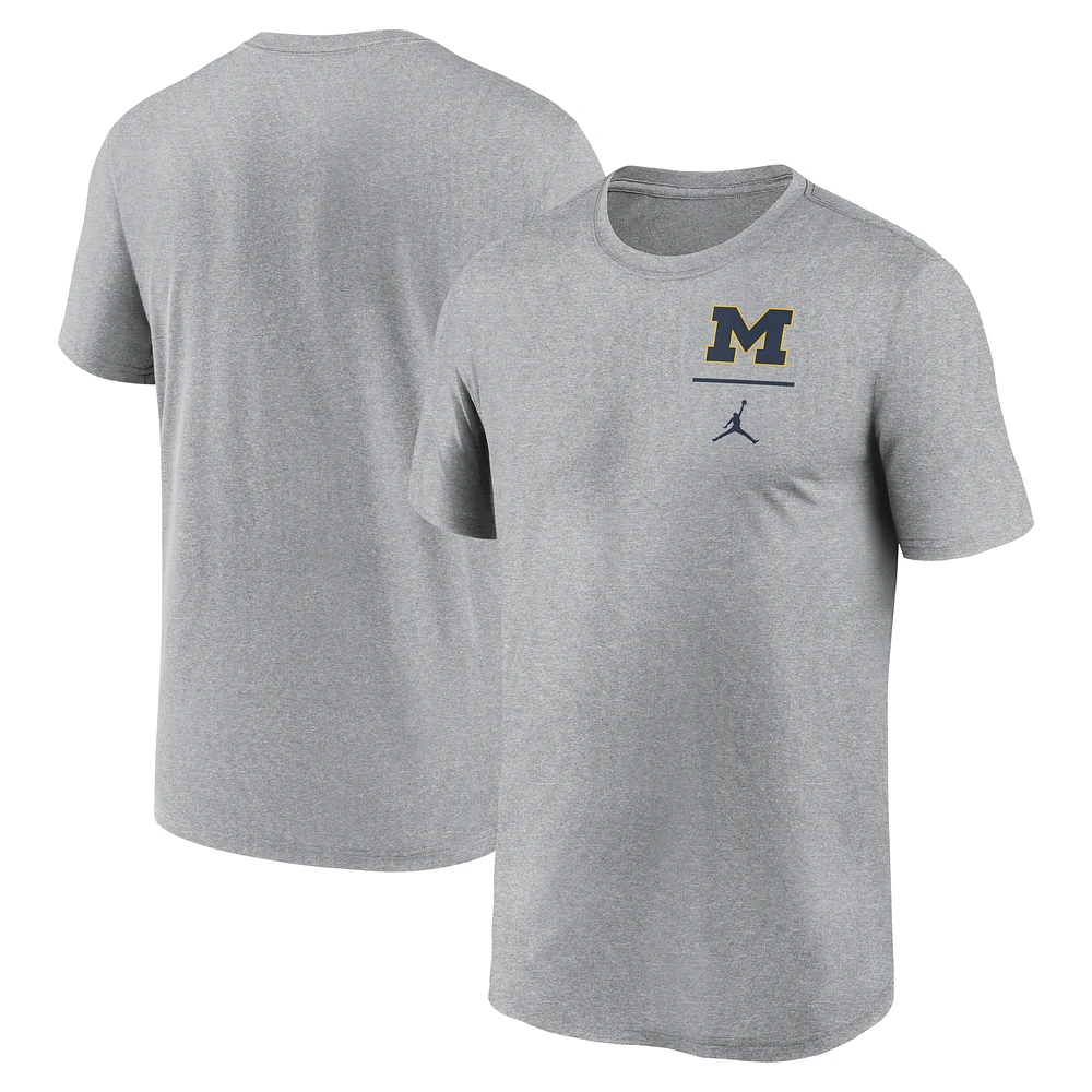 Men's Jordan Brand Heather Gray Michigan Wolverines Primary Logo Legend Performance T-Shirt