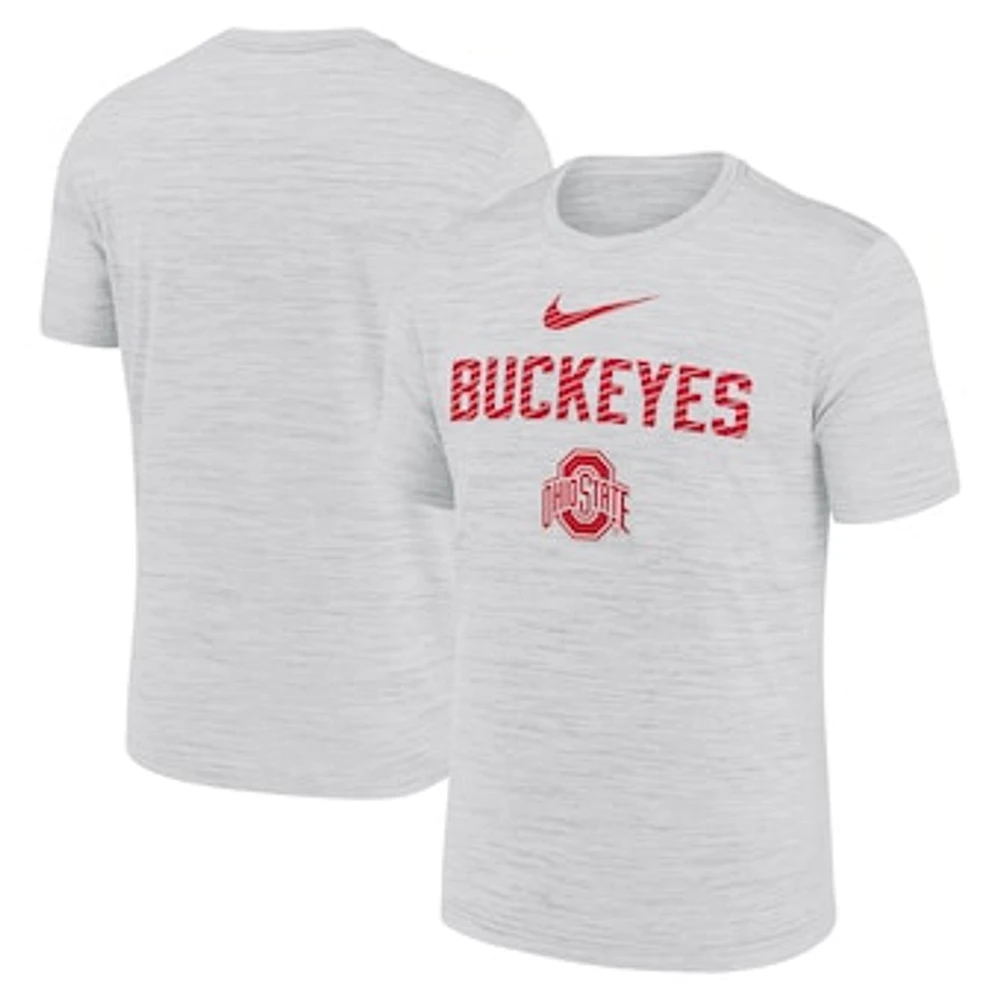 Men's Nike White Ohio State Buckeyes Campus Slant Velocity Performance T-Shirt