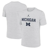 Men's Jordan Brand White Michigan Wolverines Campus Slant Velocity Performance T-Shirt