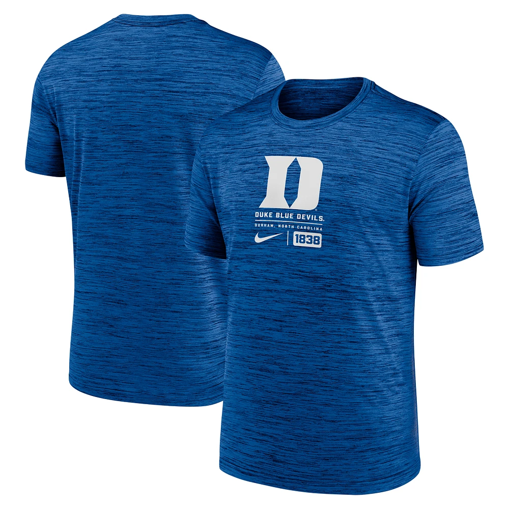 Men's Nike  Royal Duke Blue Devils Campus Center Block Velocity Performance T-Shirt