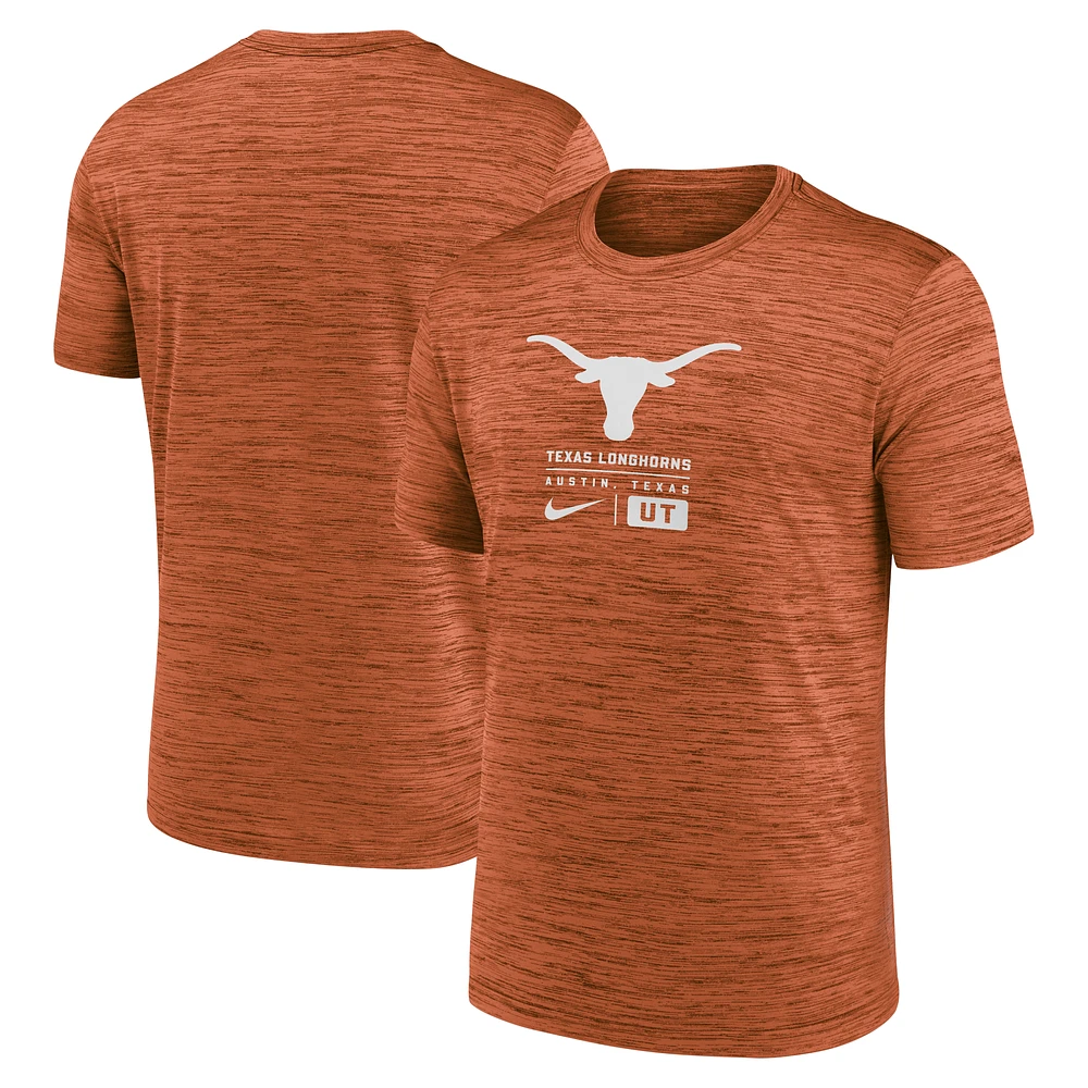 Men's Nike  Cardinal Texas Orange Campus Center Block Velocity Performance T-Shirt