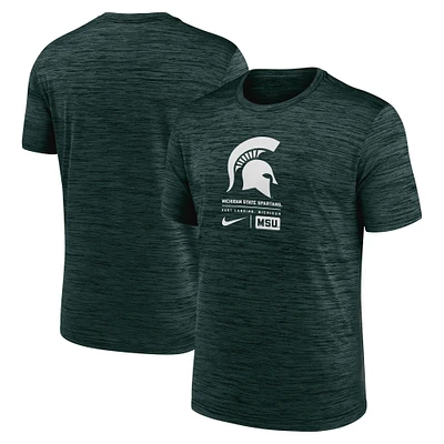 Men's Nike  Green Michigan State Spartans Campus Center Block Velocity Performance T-Shirt