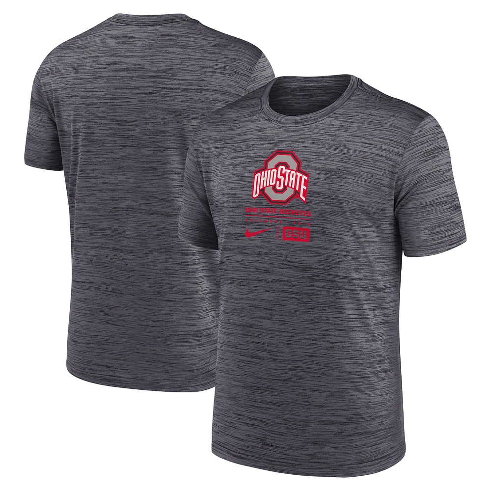 Men's Nike  Charcoal Ohio State Buckeyes Campus Center Block Velocity Performance T-Shirt