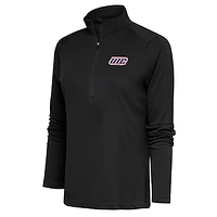 Women's Antigua Black UIC Flames Tribute Digital Thermal Half-Zip Pullover Top