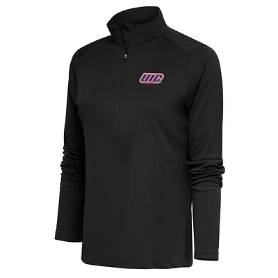 Women's Antigua Black UIC Flames Tribute Digital Thermal Half-Zip Pullover Top