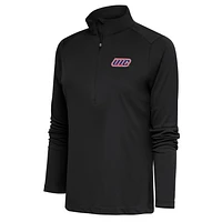 Women's Antigua Black UIC Flames Tribute Digital Thermal Half-Zip Pullover Top