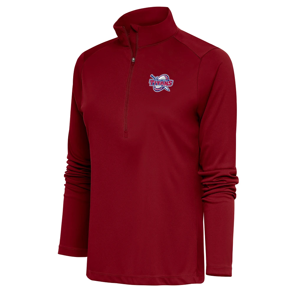 Women's Antigua Red Detroit Mercy Titans Tribute Digital Thermal Half-Zip Pullover Top